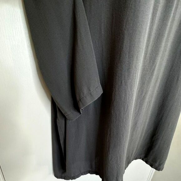 EILEEN FISHER GRAY CRAPE TEXTURED SILK TUNIC TOP SIZE LARGE 3/4 SLEEVES - Picture 7 of 10